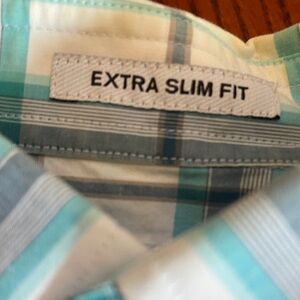 Express Teal and White Checkered Shirt